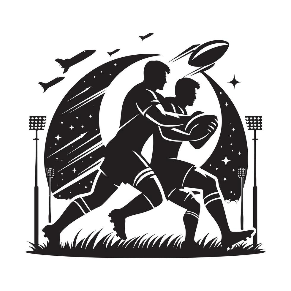 Dynamic Black Silhouette of Rugby Player vector