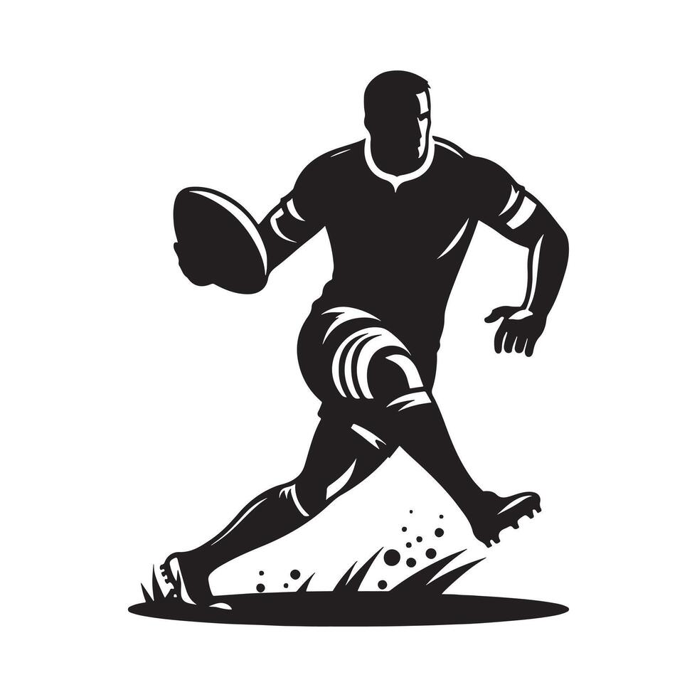 Black Silhouette of Rugby Player Passing vector