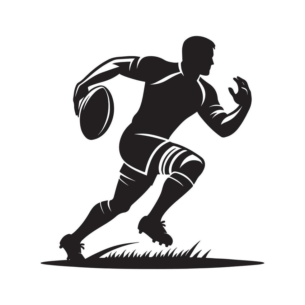 Silhouette of Rugby Player in Dynamic Action vector
