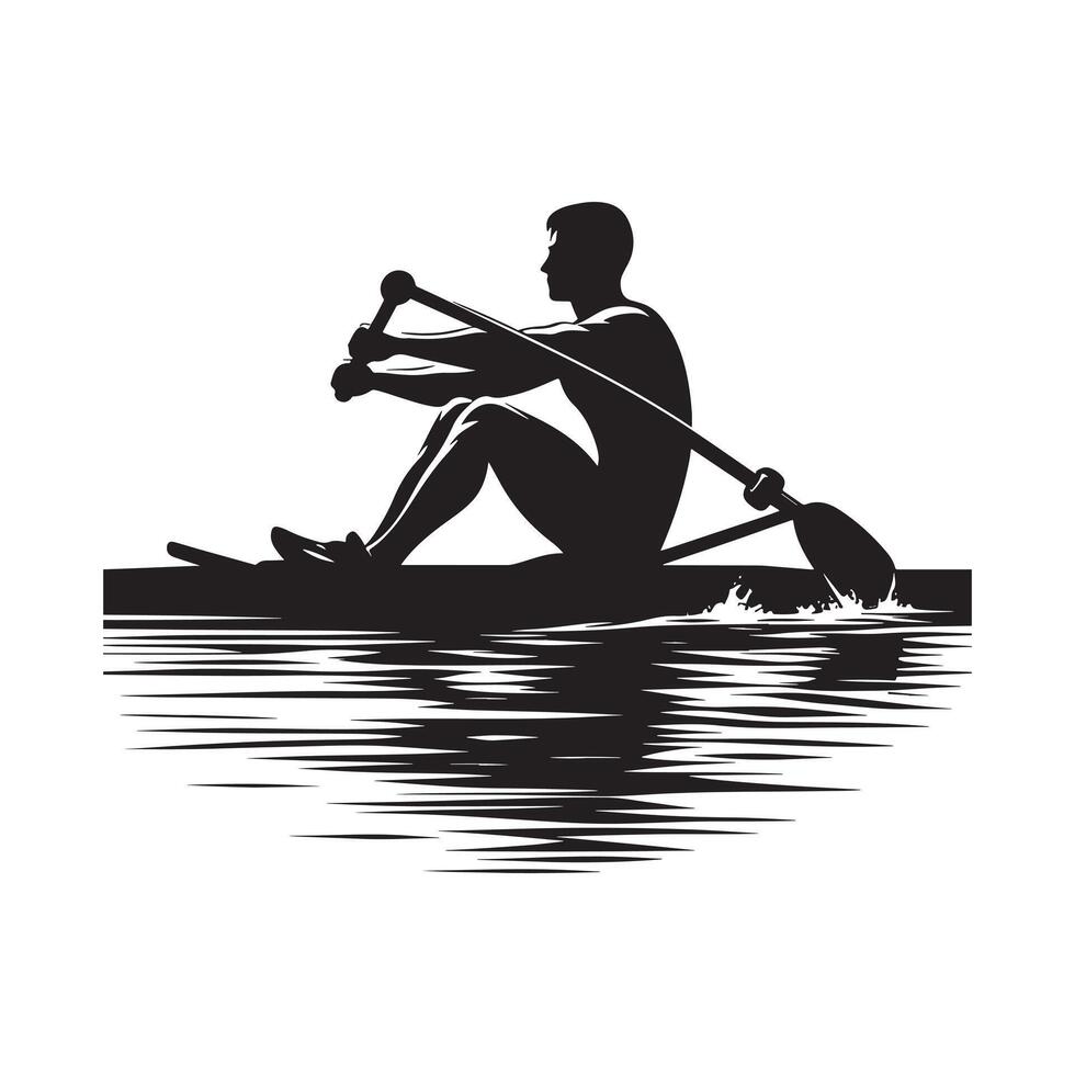 Black Silhouette of Rowing Exercise vector