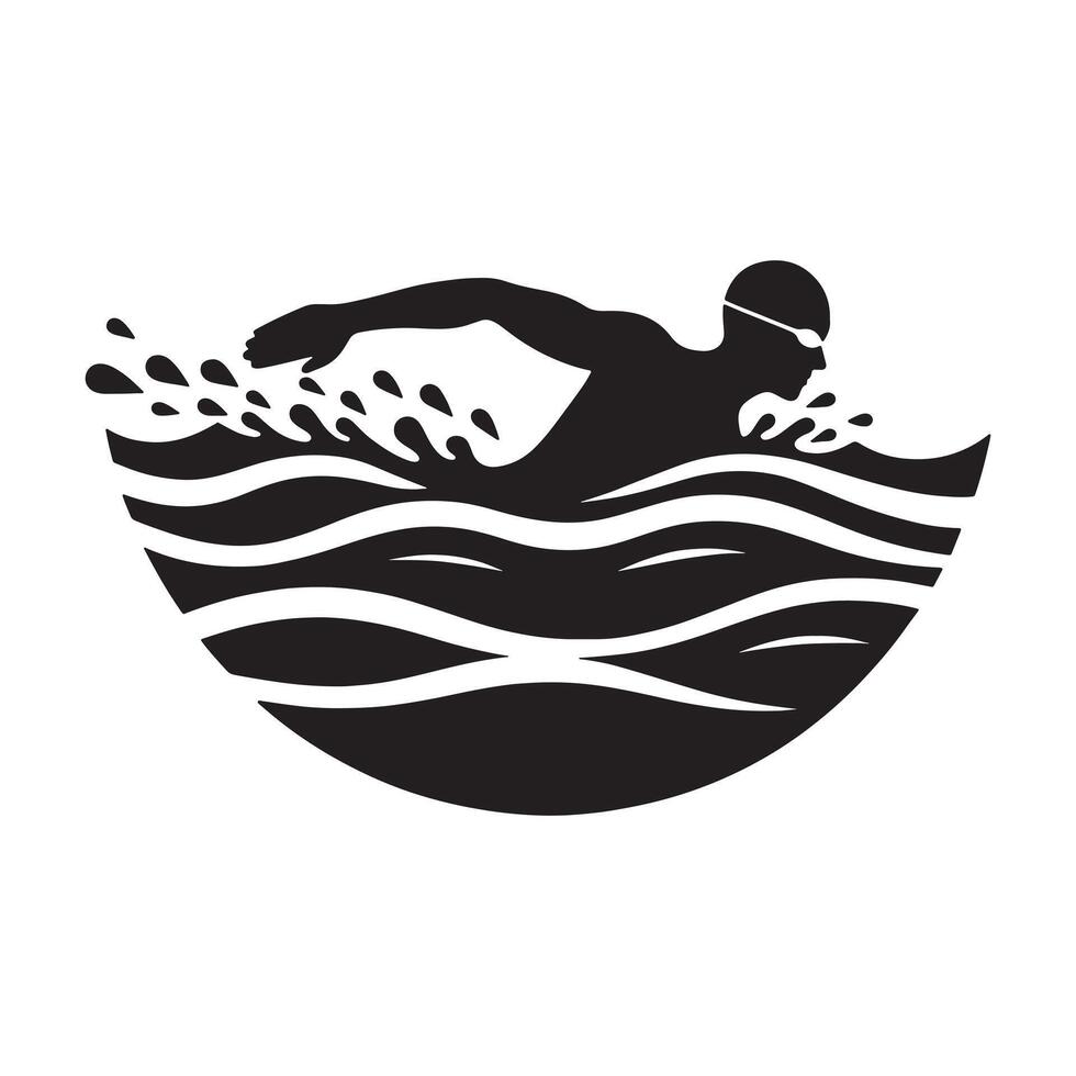 Black Silhouette of Sailboat in Action vector