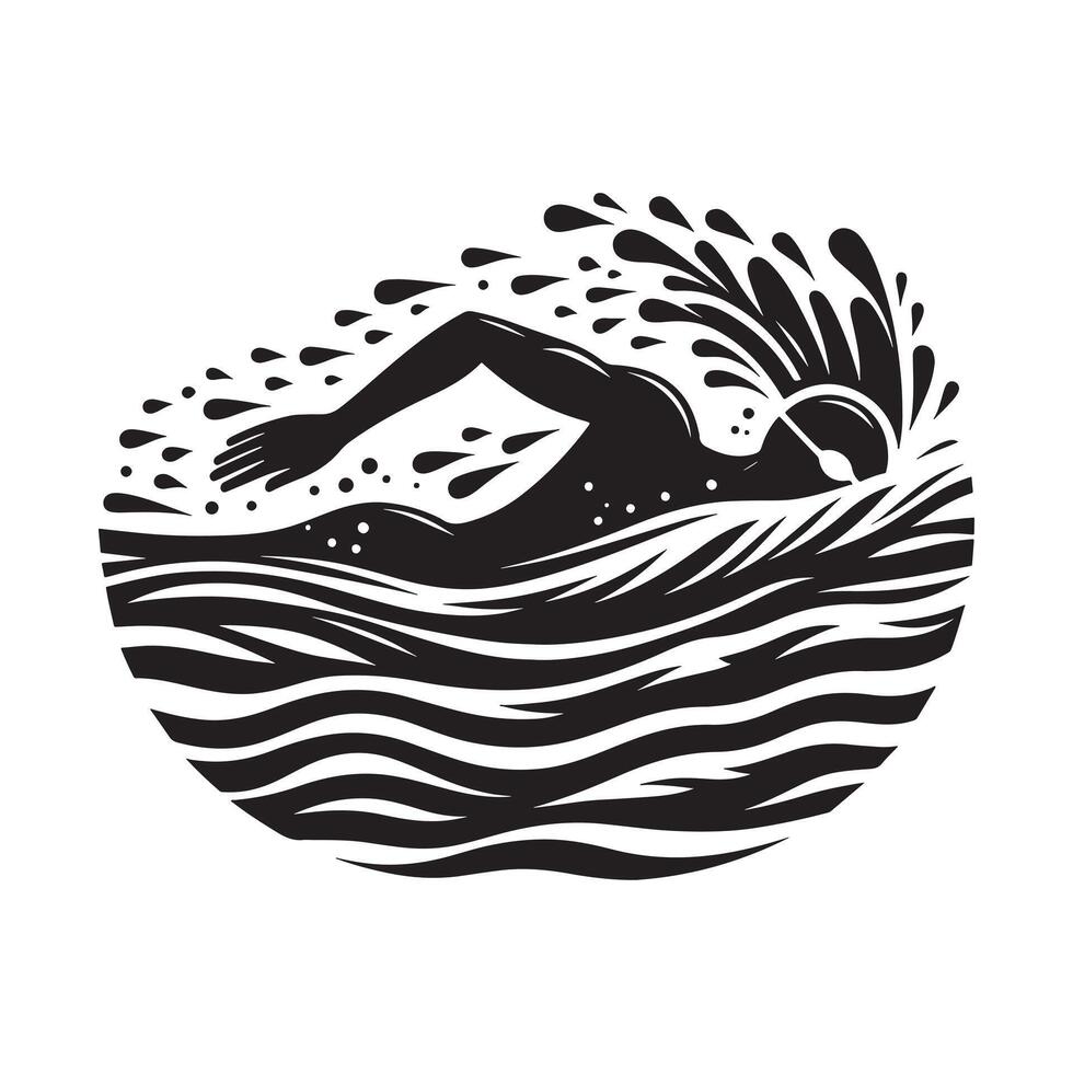 Black Silhouette of Sailboat at Sea vector