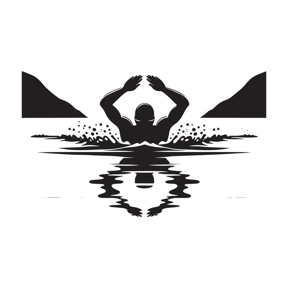 Black Silhouette of Sailing Boat on Ocean vector