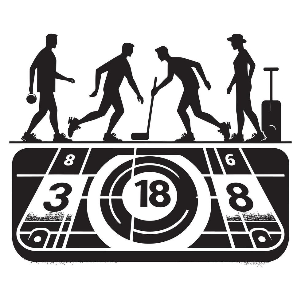 Black Silhouette of Shuffleboard Player vector
