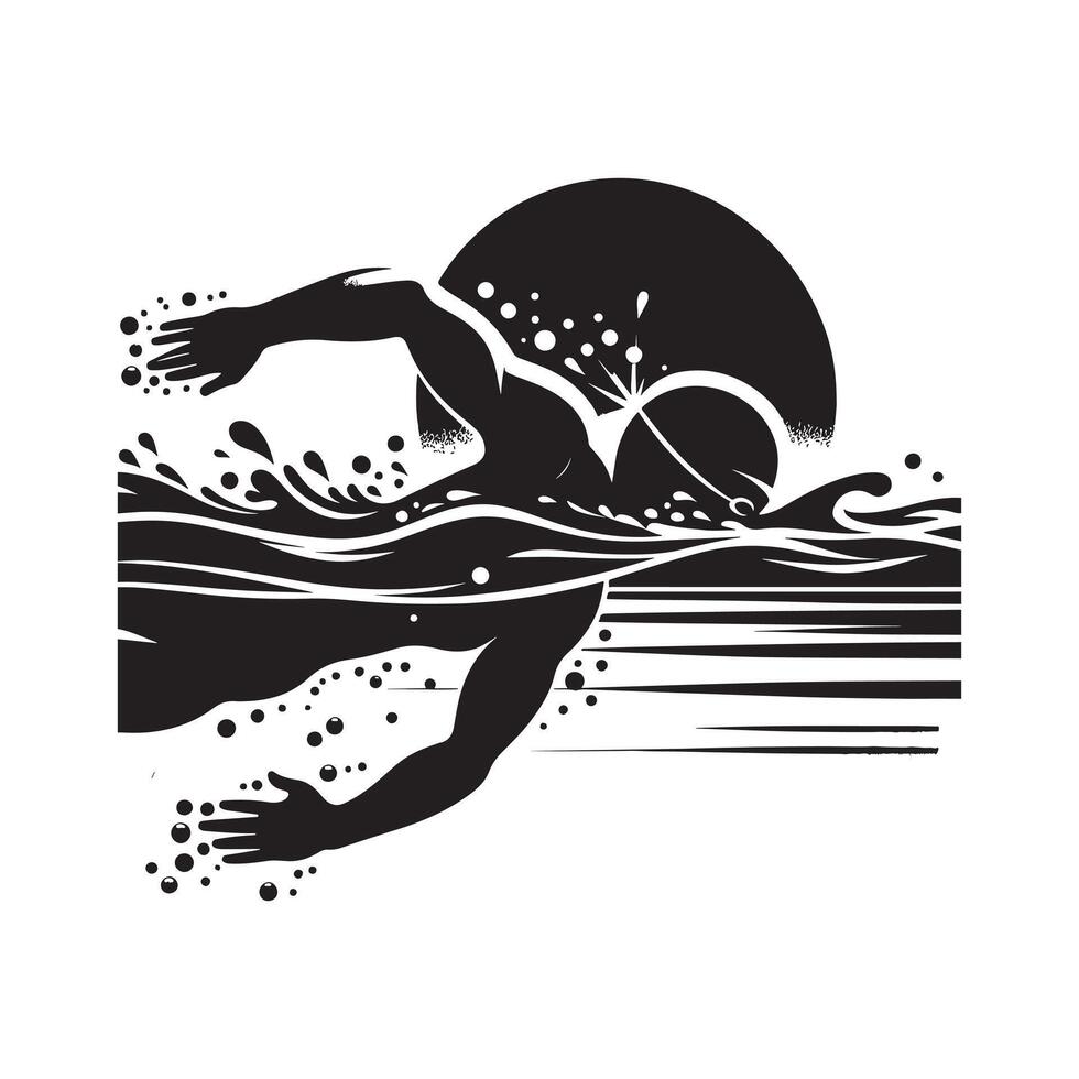 Silhouette of Sailboat at Sea in Action vector