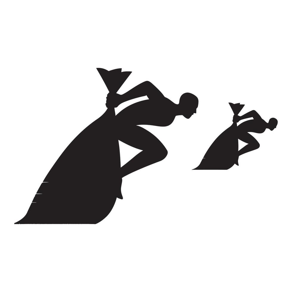 Black Silhouette of Athlete in Sack Race vector