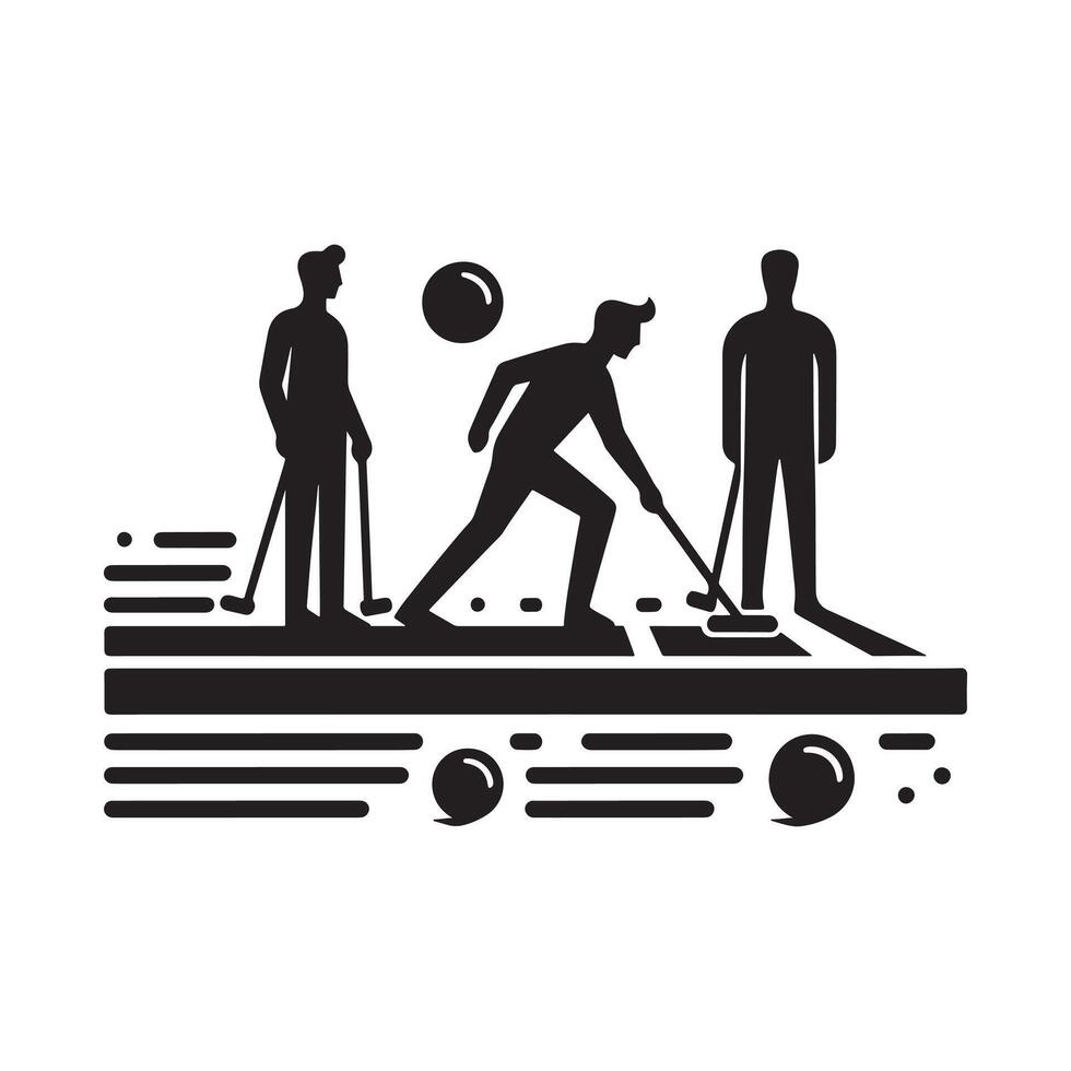 Action Shot of Shuffleboard Player vector