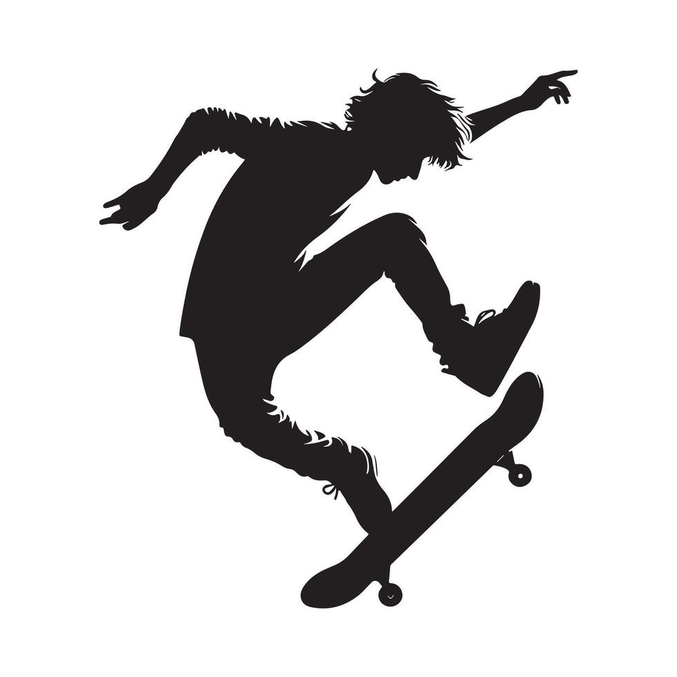 Skateboarder Silhouette Performing a Trick vector