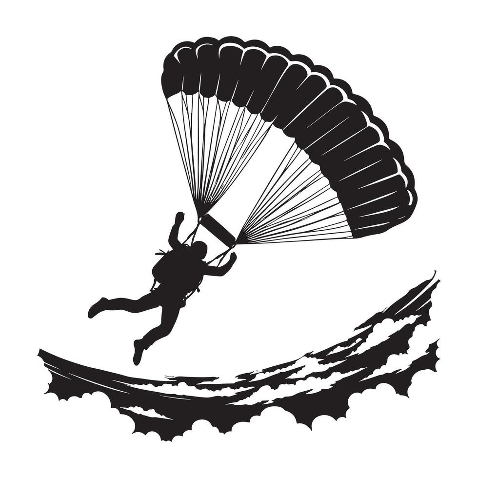 Freefalling Skydiving Silhouette on White Background vector