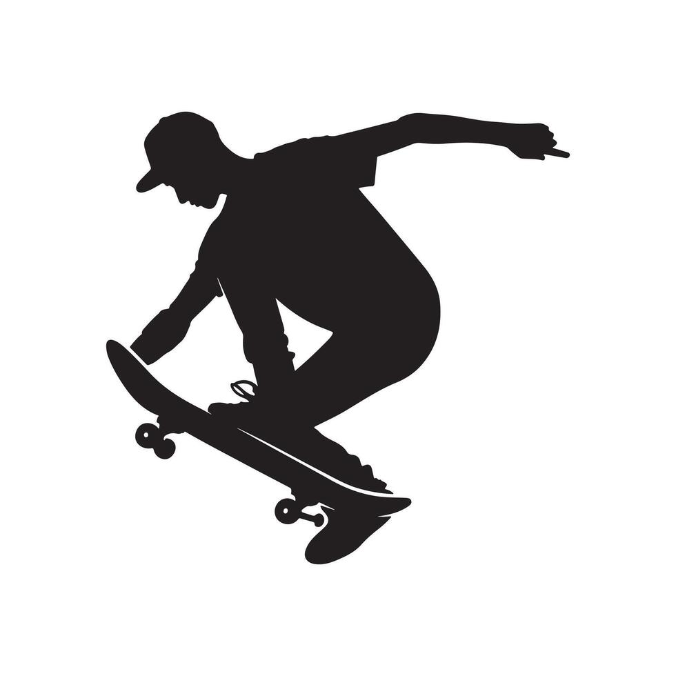 Skateboarding Trick Silhouette on White Background vector