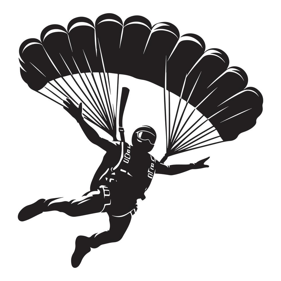 Freefalling Skydiving Silhouette on White Background vector