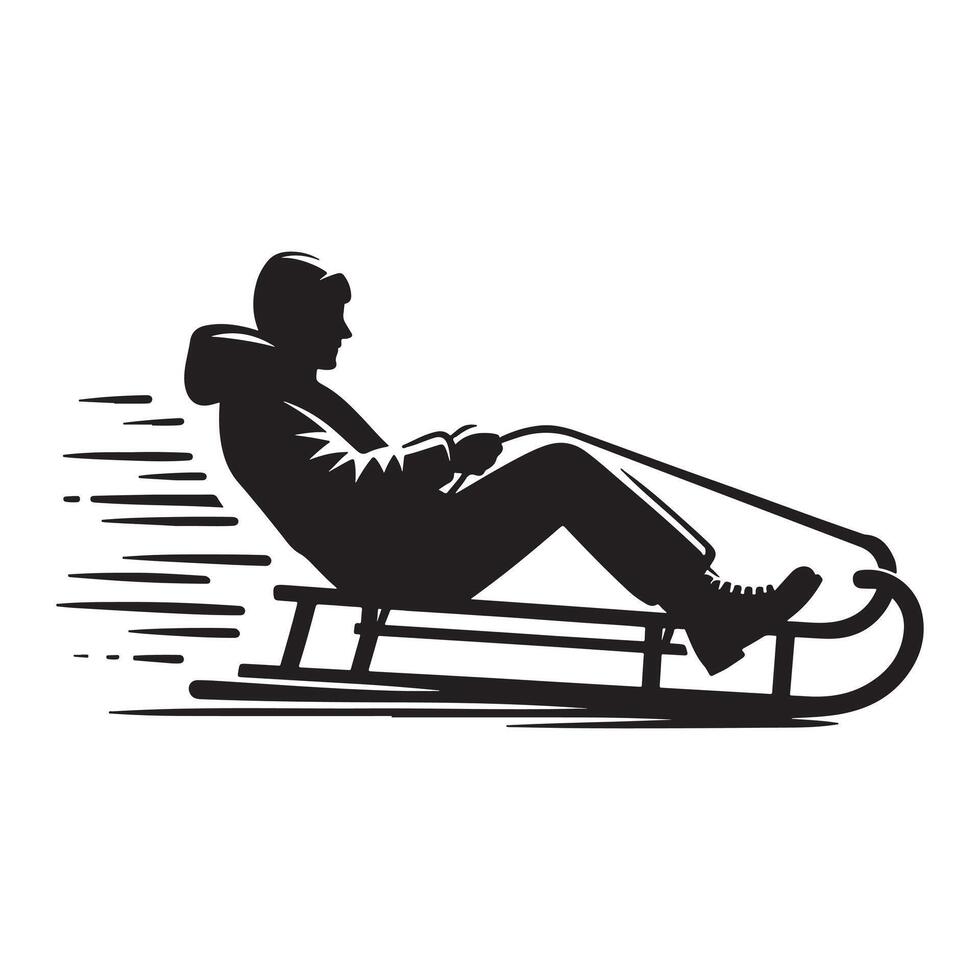 Sledding Silhouette on White Background vector