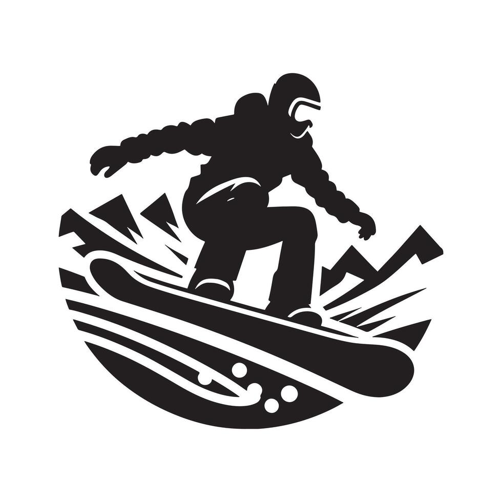 Snowboarding Freestyle Silhouette on White Background vector