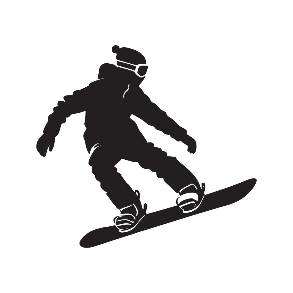Snowboarding Jump Silhouette on White Background vector