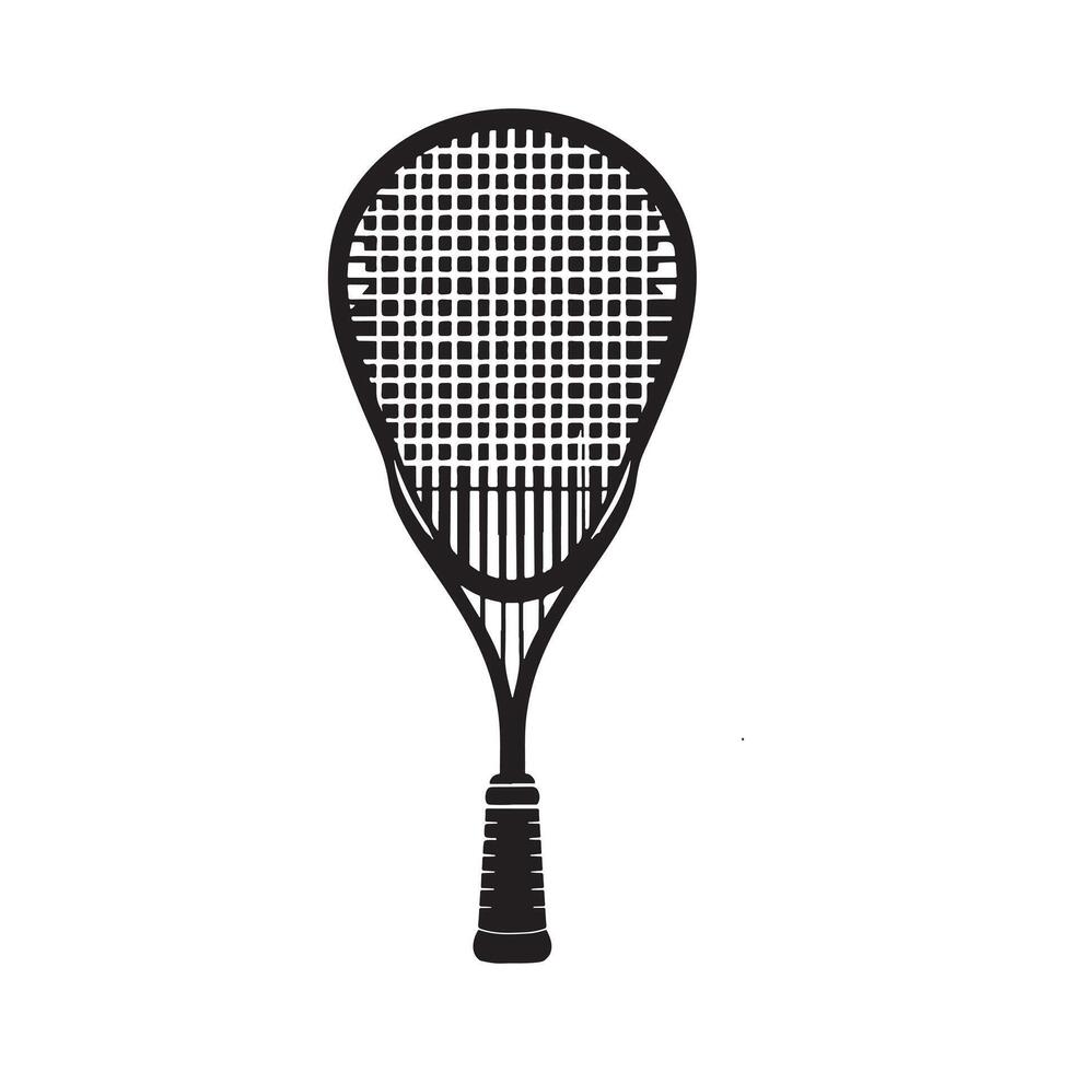 Silhouette of Squash Player Ready to Strike on White Background vector