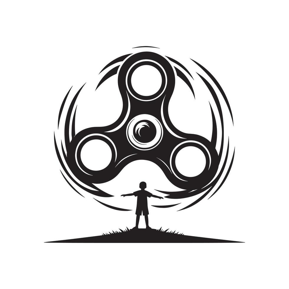 Spinning Action Silhouette on White Background vector