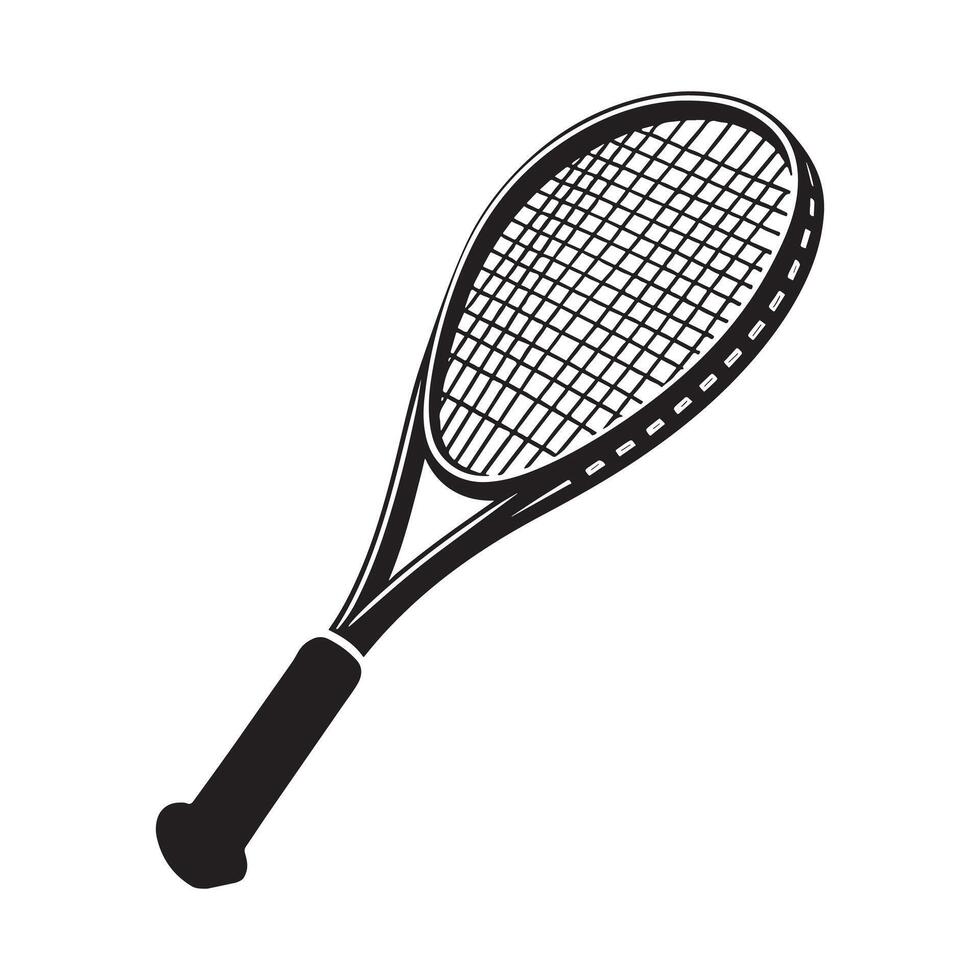 Squash Player in Action Silhouette on White Background vector