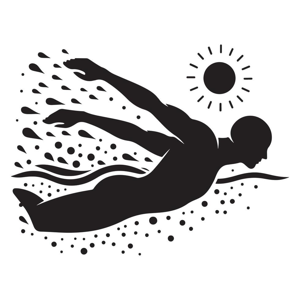 Swimming Stroke Silhouette on White Background vector