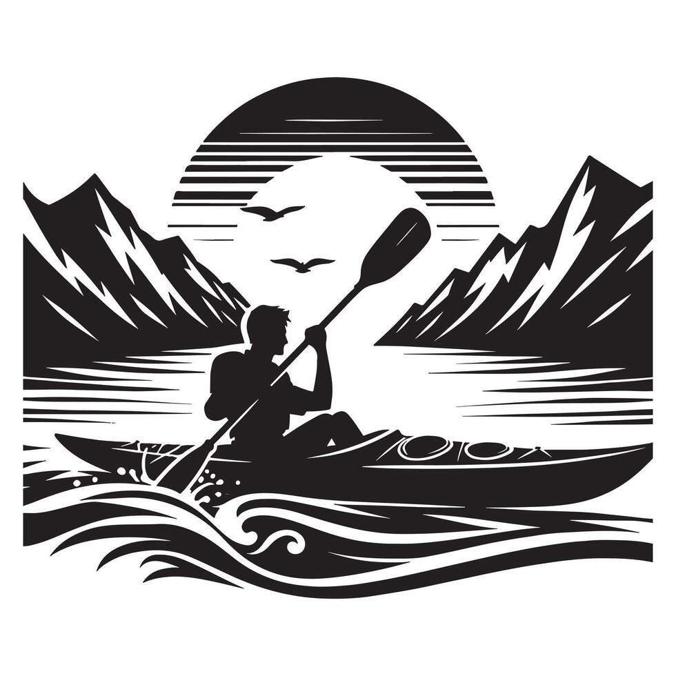 Swimmer in Action Silhouette on White Background vector