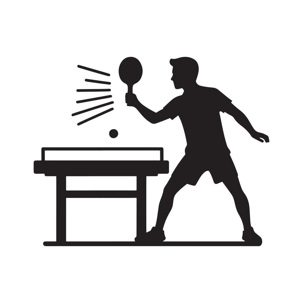 Table Tennis Game Silhouette on White Background vector