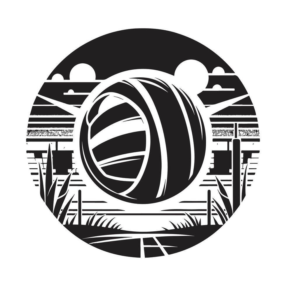 Black Silhouette of Volleyball Player Preparing to Serve on White Background vector