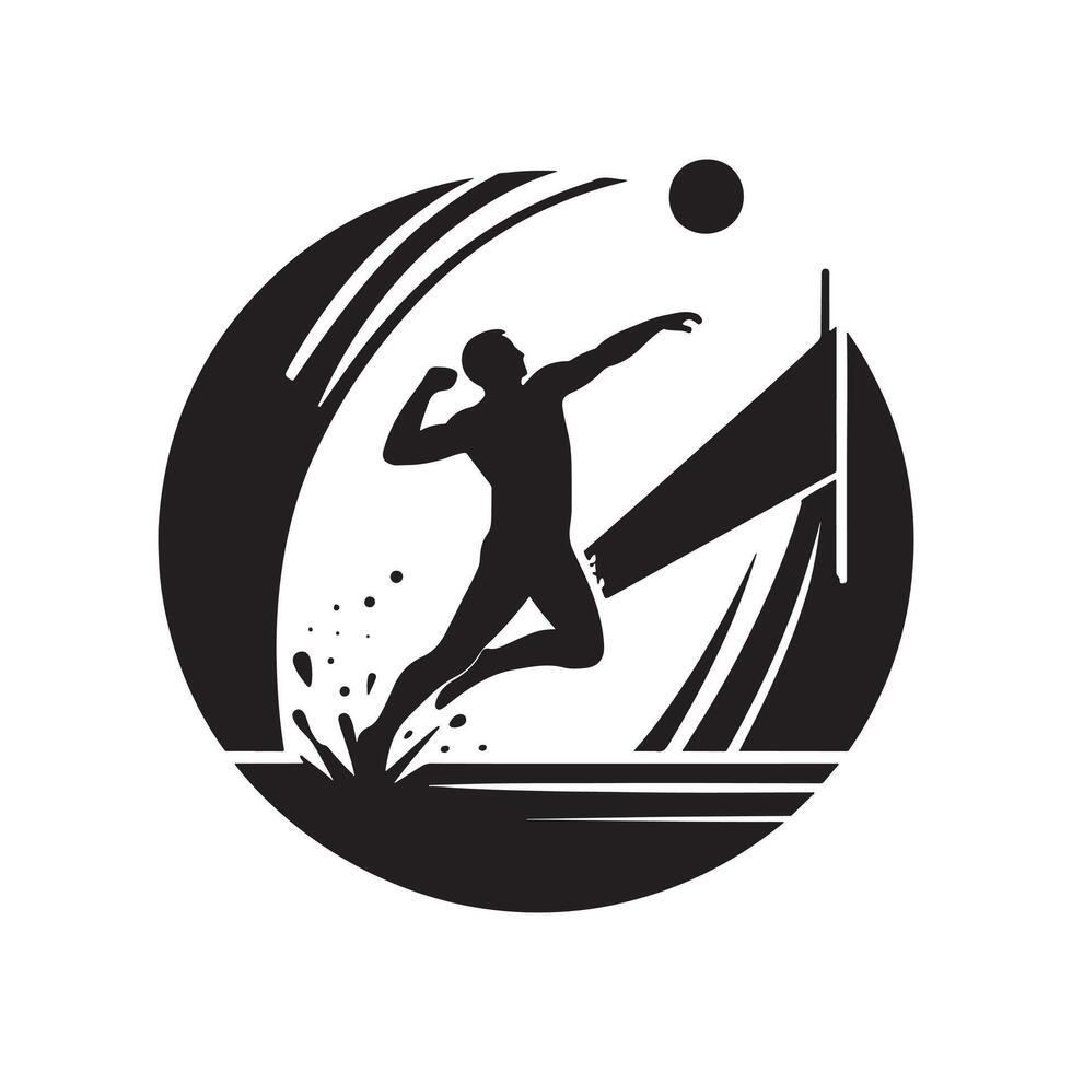 Volleyball Player Black Silhouette on White Background vector