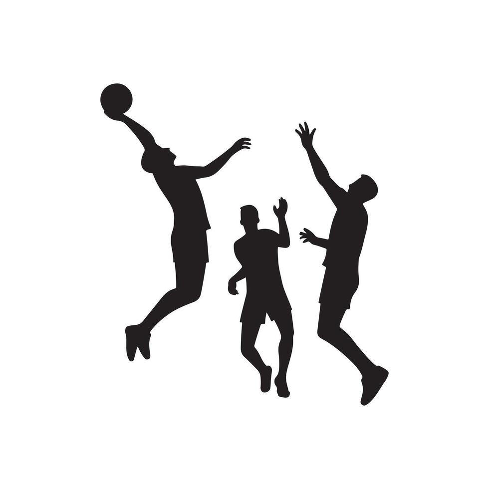 Black Silhouette of Volleyball Player on White Background vector