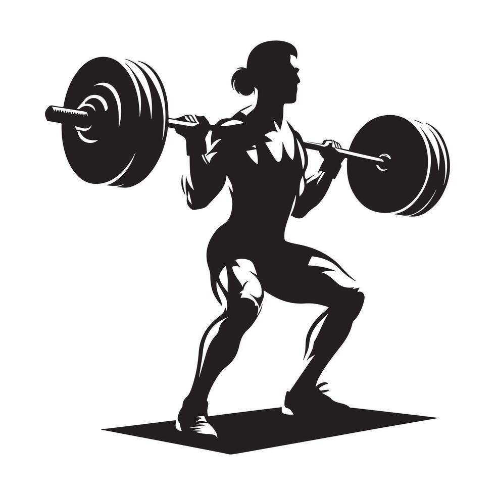 Weightlifting Silhouette in Action on White Background vector