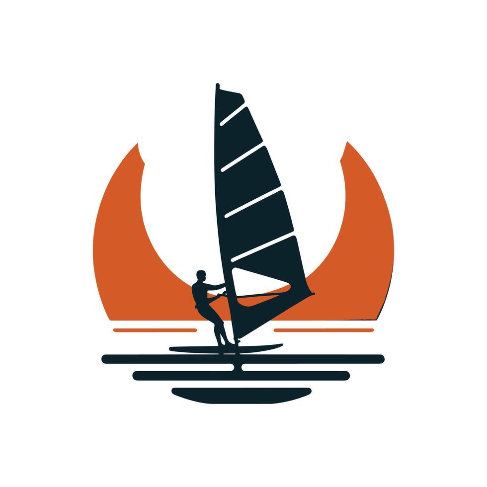 Windsurfing Sport Silhouette on White Background vector