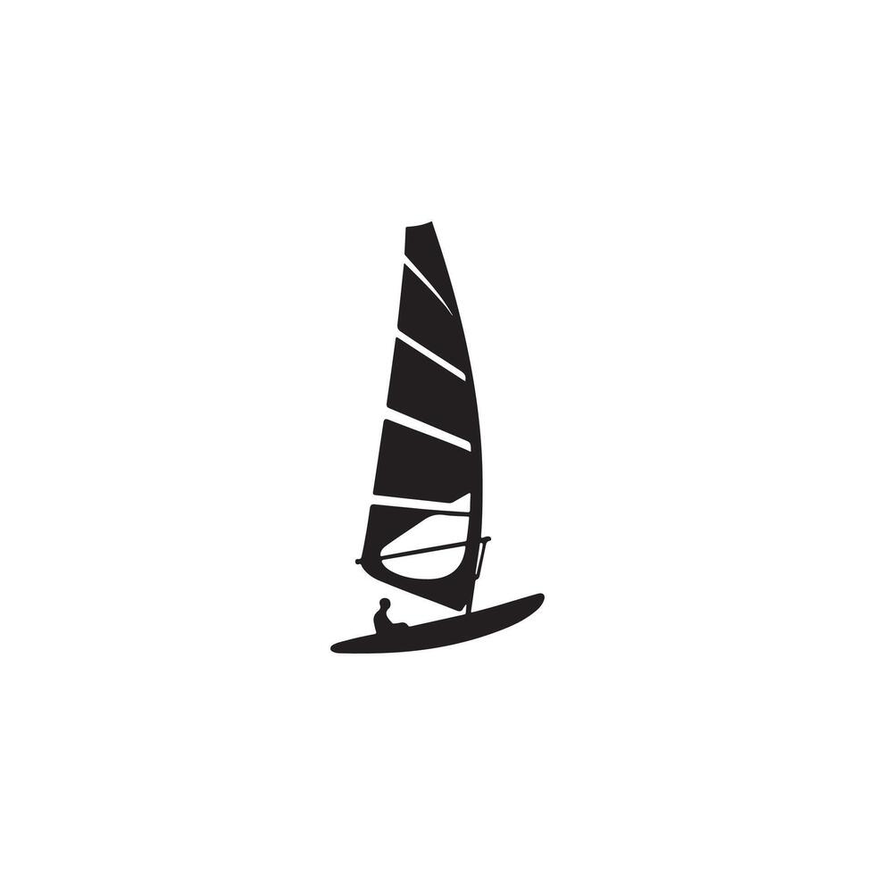 Wind Surfer Action Silhouette on White Background vector