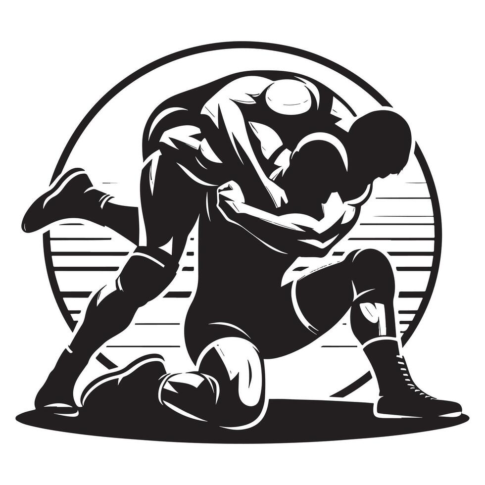 Wrestling Hold Silhouette on White Background vector
