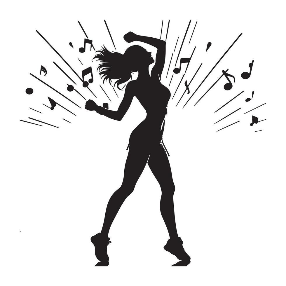 Zumba Fitness Workout Silhouette on White Background vector