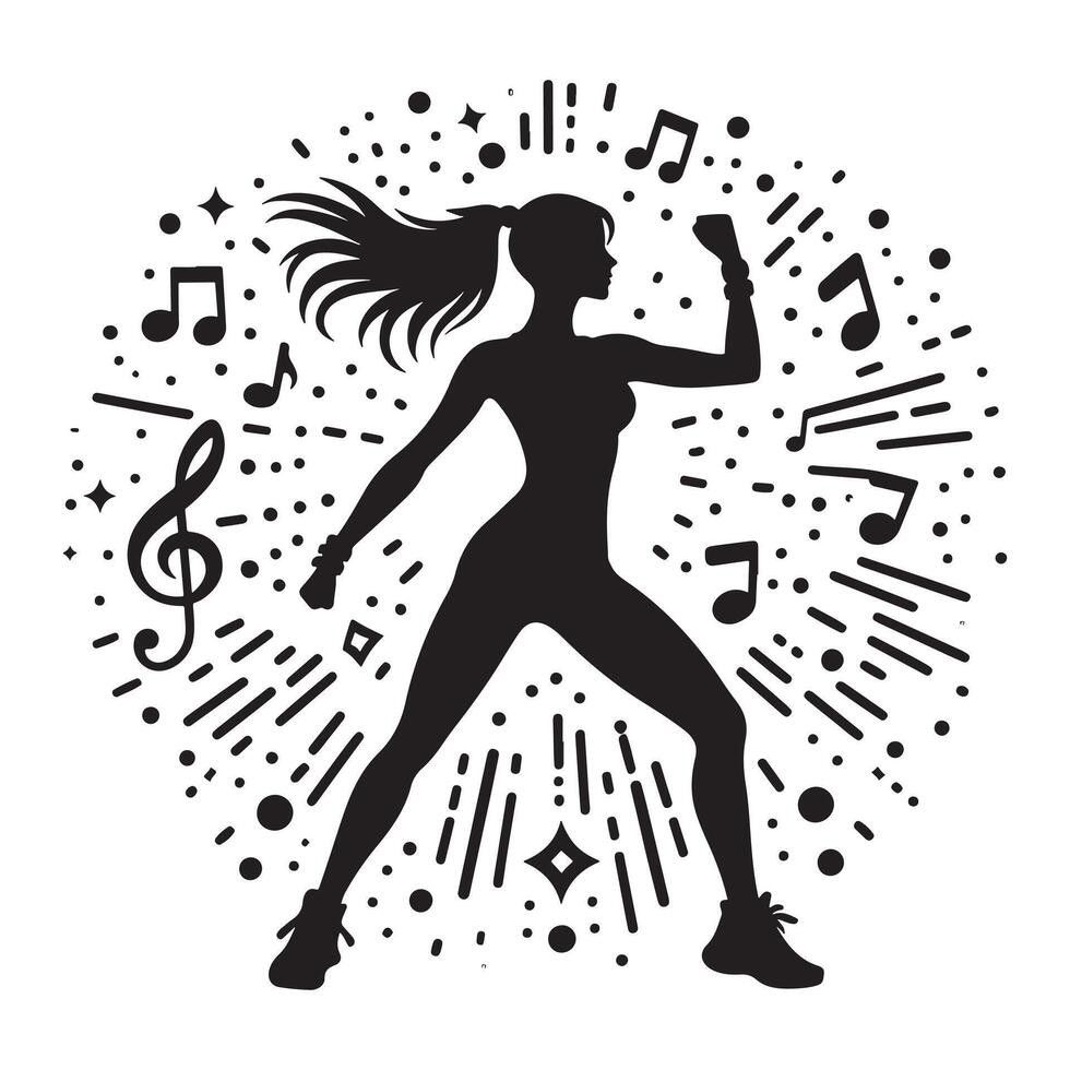 Zumba Dance Silhouette on White Background vector