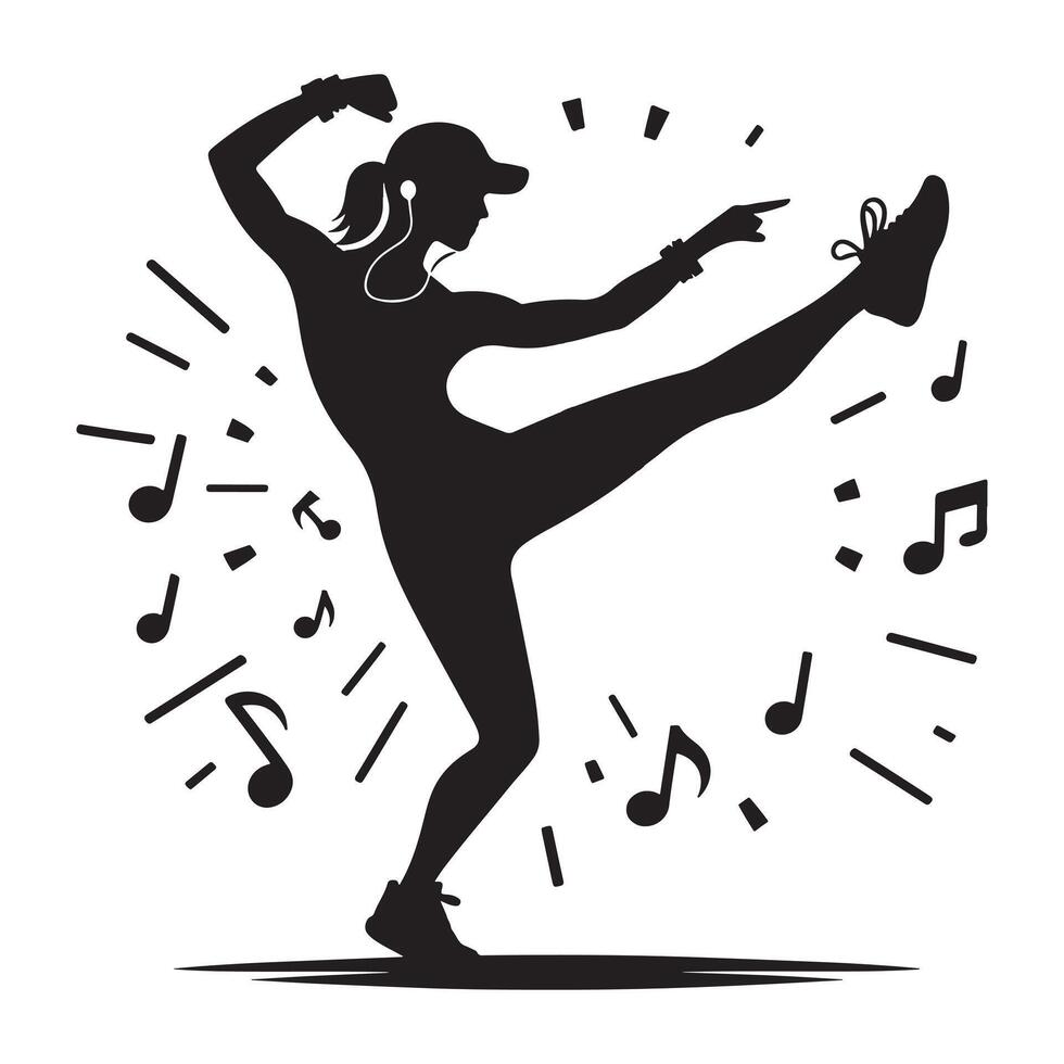 Black Silhouette of Zumba Dance on White Background vector