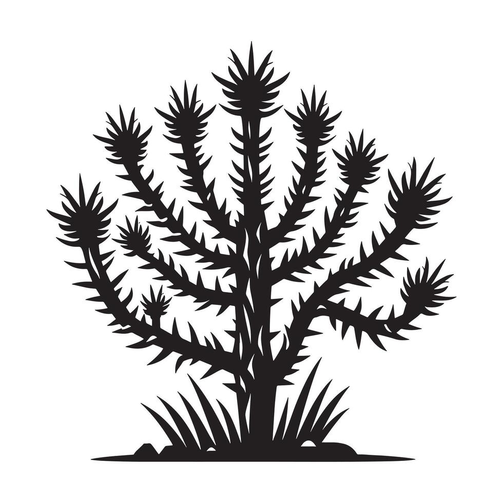 Desert Plant Black Silhouette on White Background vector