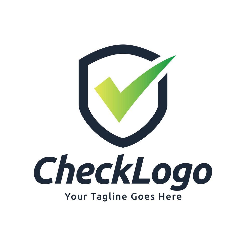 Check logo design with a shield and check mark vector