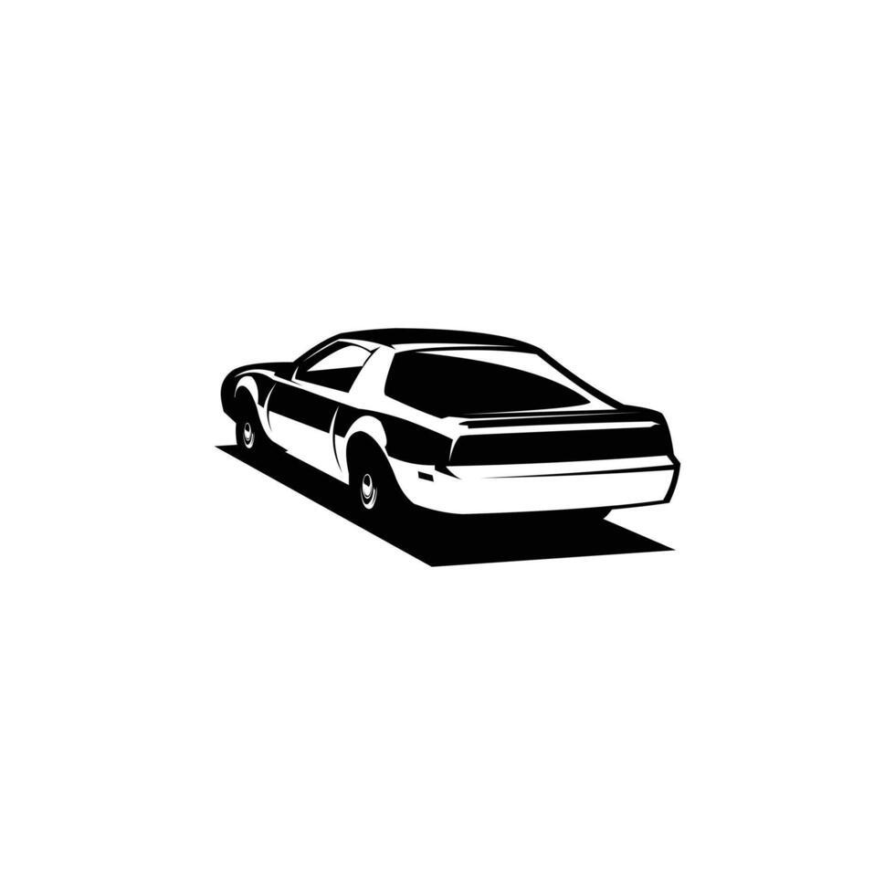 illustration of Knight Rider car. isolated white background view from behind. car monochrome. best for logo, badge, emblem, icon, sticker design. available in eps 10 vector
