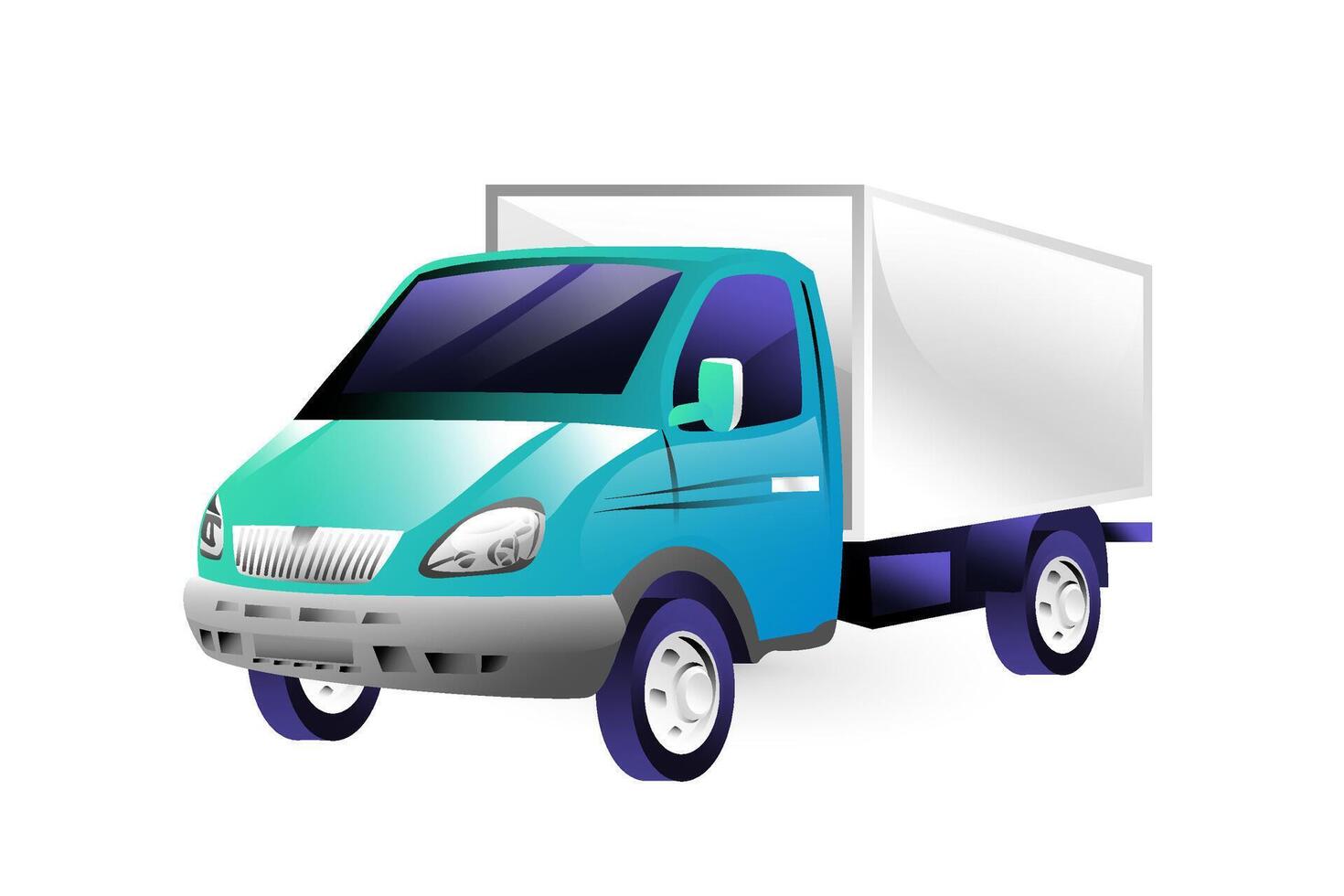 Illustration of a cargo van car realistic in 3D style. vector