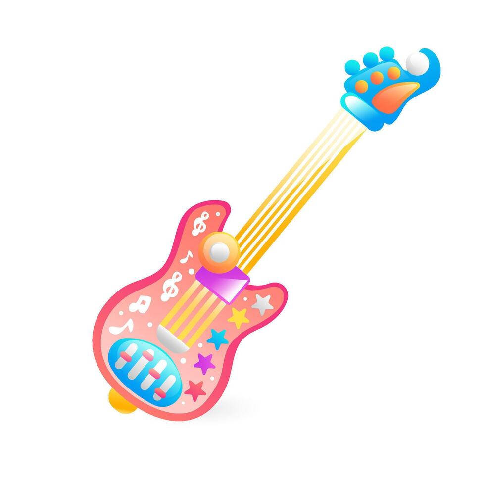 Illustration of a toy guitar, realistic in 3D style. vector