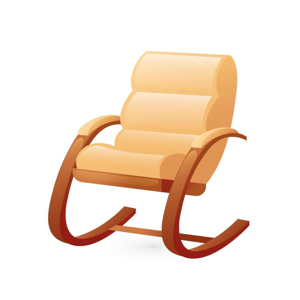 Illustration of a rocking chair, realistic in 3D style. vector