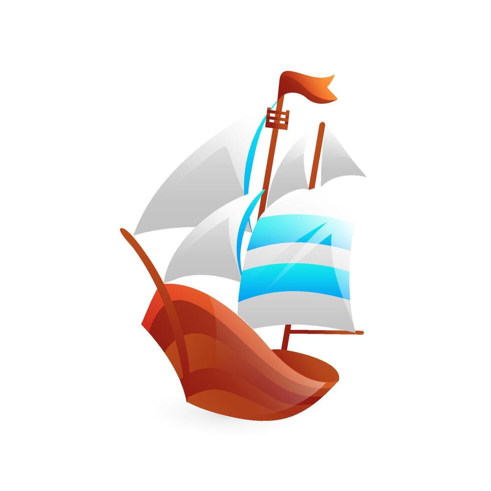 Illustration of a toy sailboat, realistic in 3D style. vector