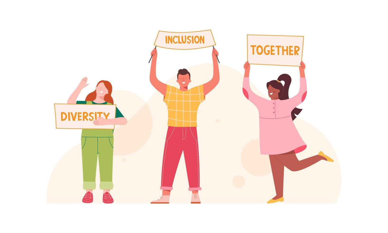 Diversity and inclusion. Different people at full height vector