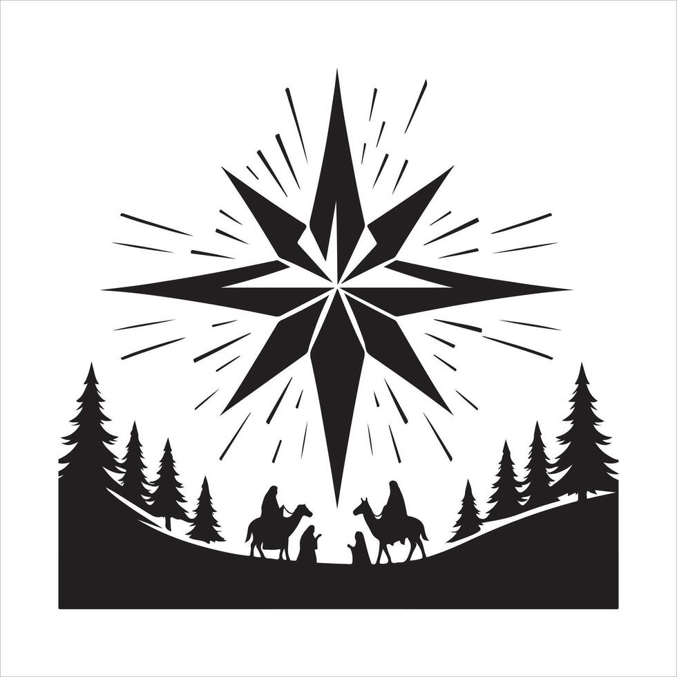 Star of Bethlehem, Christian silhouette EPS illustration vector