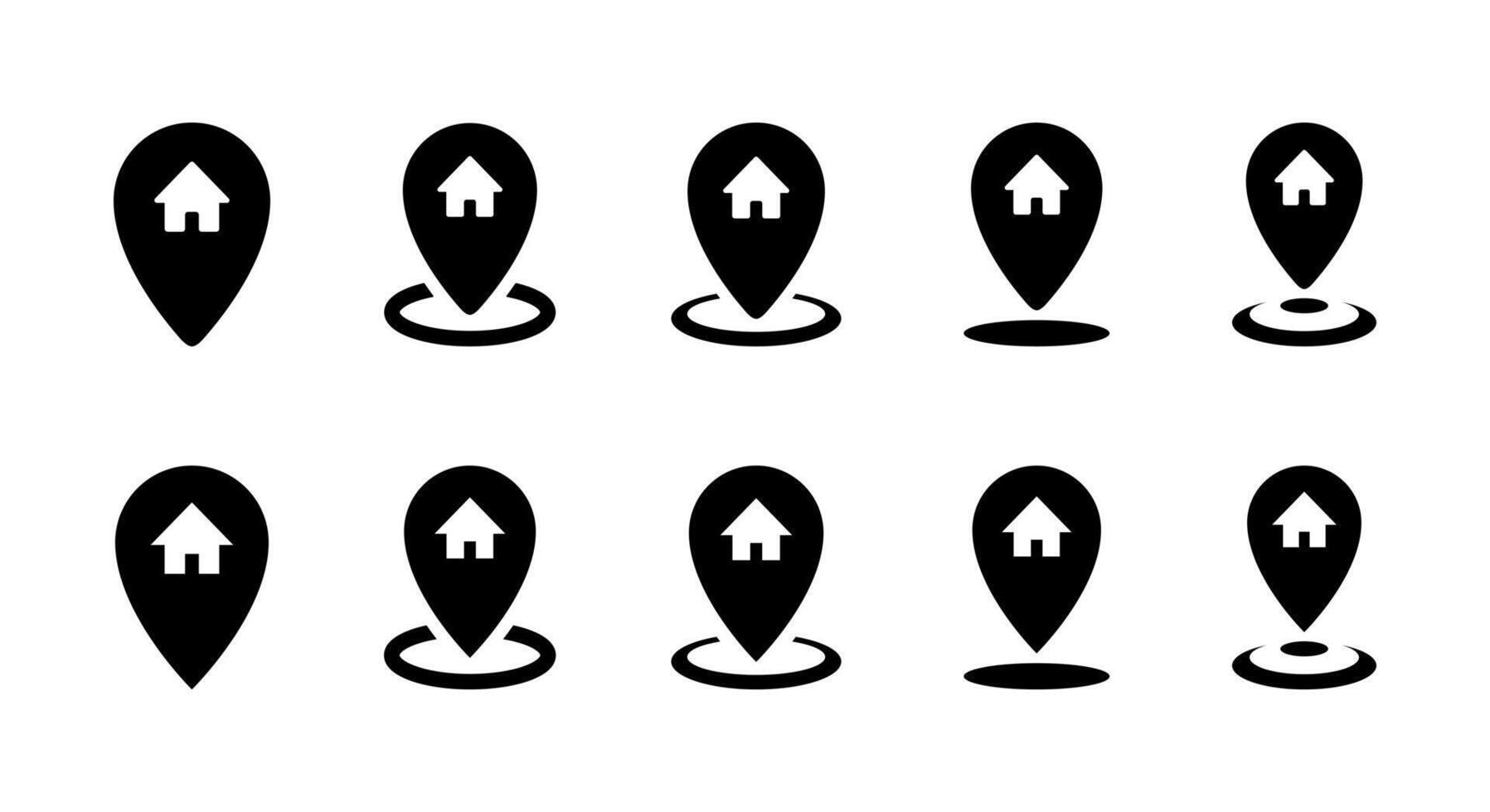Map pointer house icon set collection. Home marker sign symbol vector