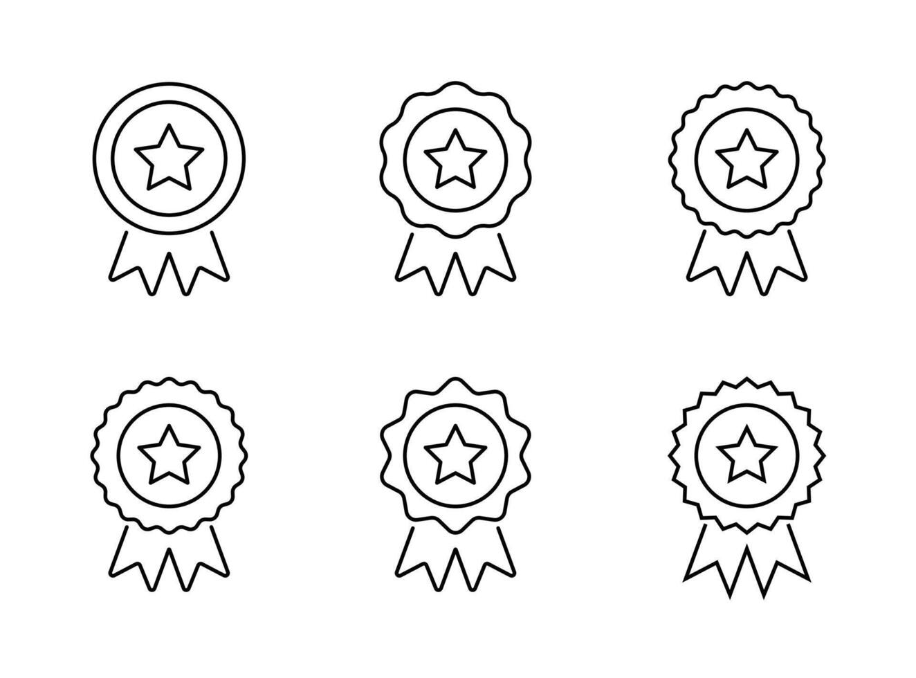 Award badge ribbon with star icon set collection. Editable stroke vector