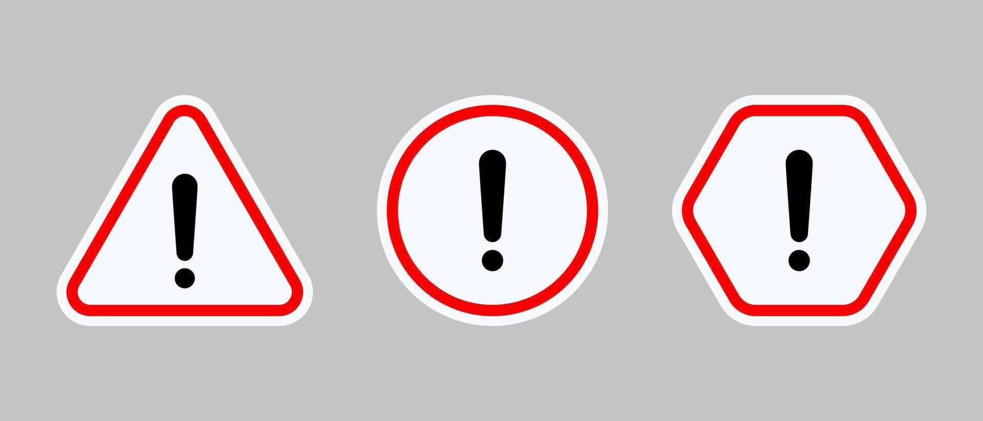 Warning sign, caution icon set in flat style. Attention, risk symbol vector