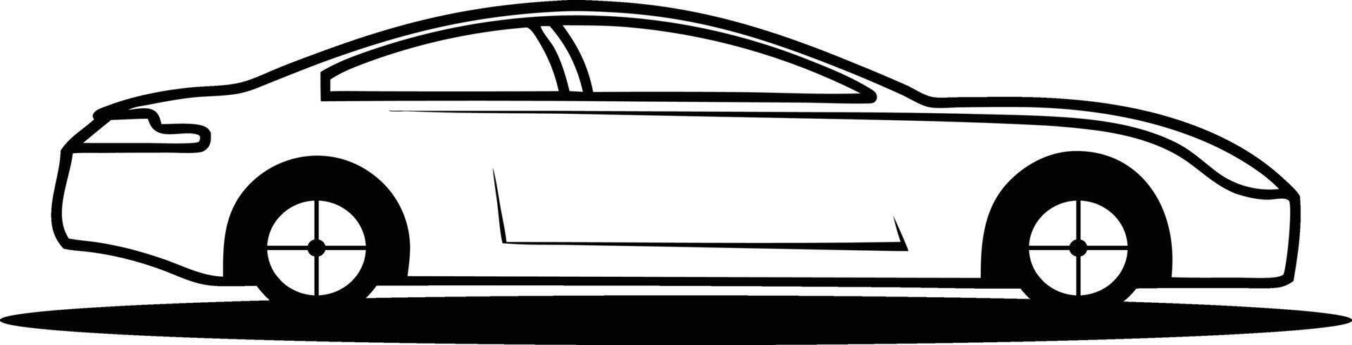 Car silhouette on white background. Outline side view car. vector