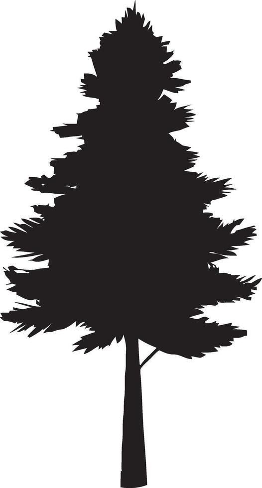 Evergreen pine tree. Silhouette tree on white background illustration. vector