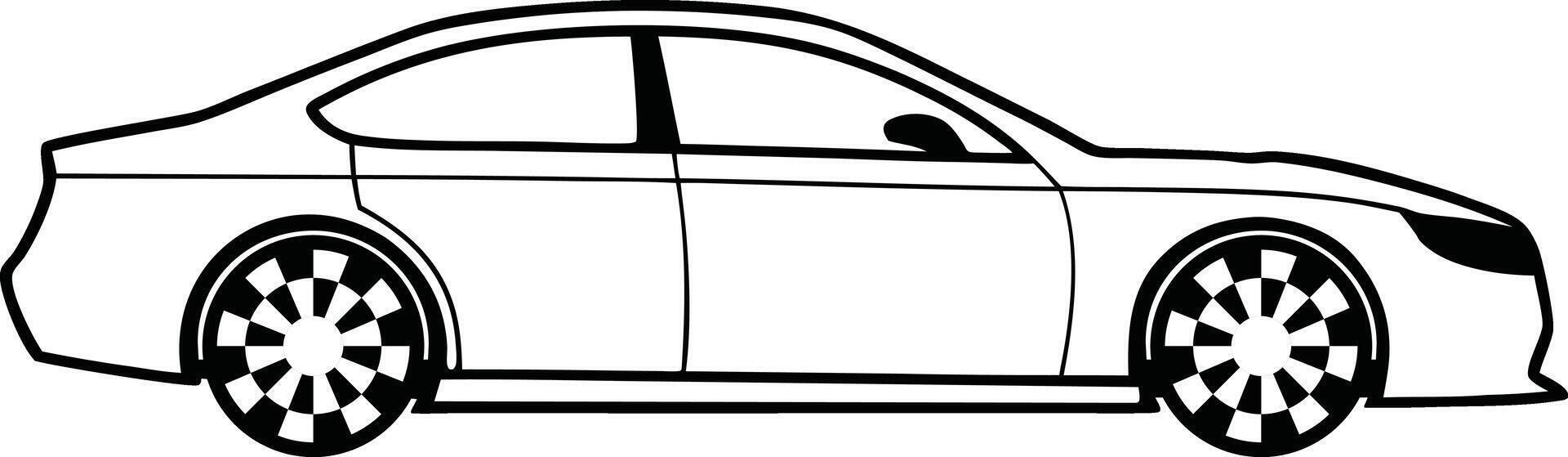 Outline side view car. silhouette on white background. vector