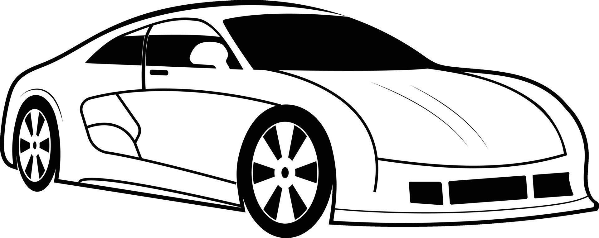 Car silhouette on white background. Side, top and font view car. vector